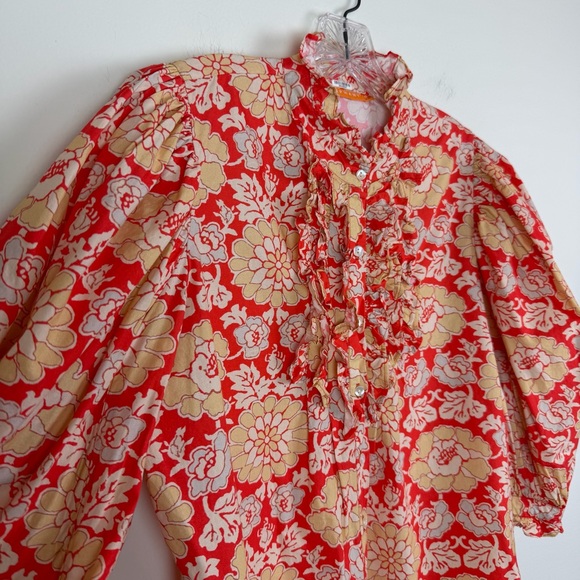 Oliphant Short Sleeve Pintuck Button Down Blouse Size S - Picture 9 of 15